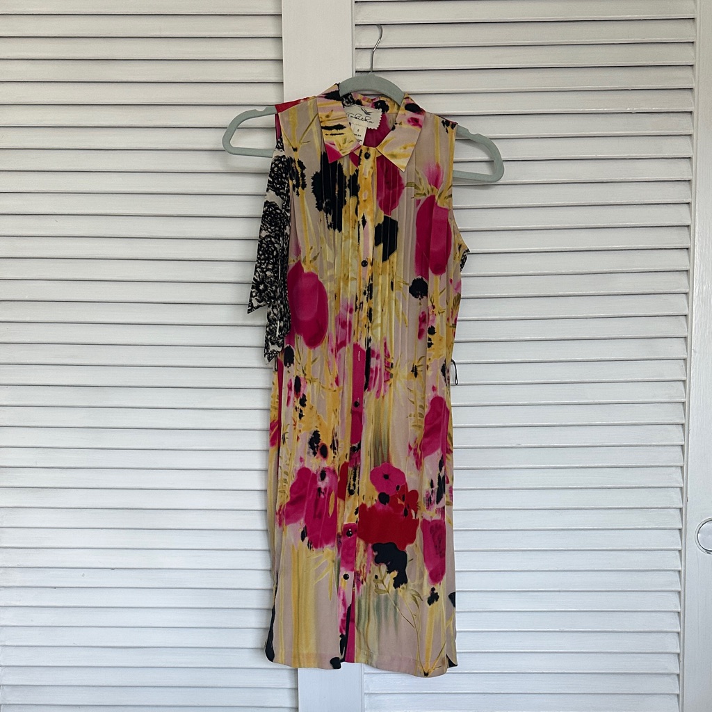 Tabitha Asymmetrical Dress - Pink, Black, And Cream